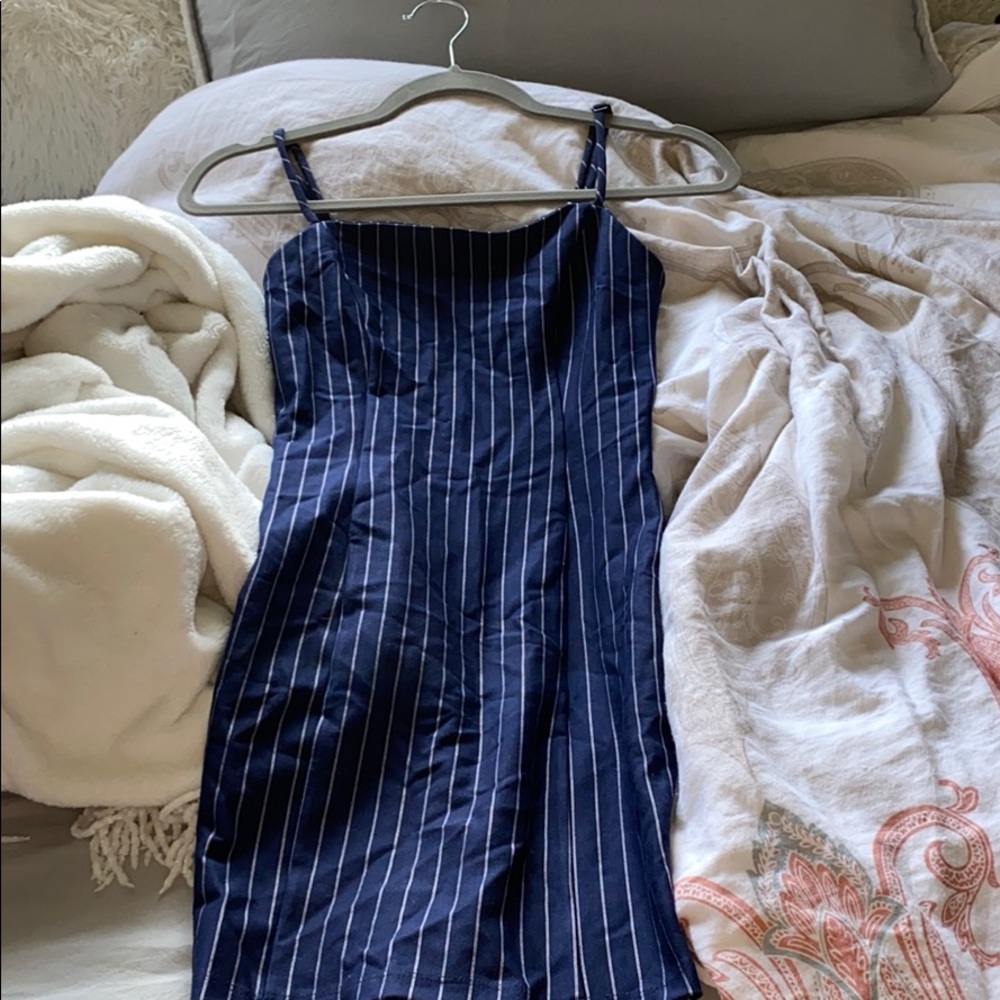 Forever 21 Navy Blue Striped Body Con Dress